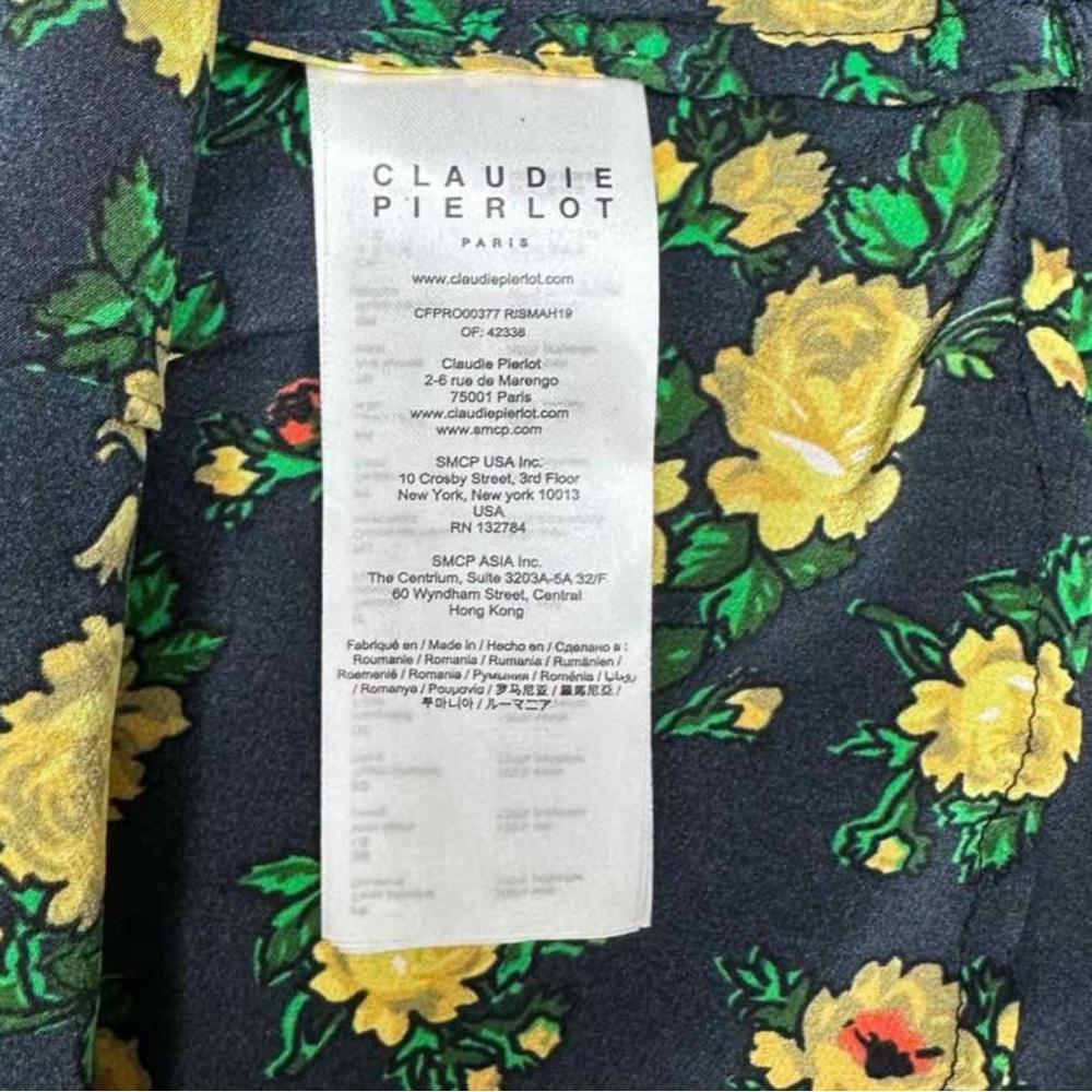 CLAUDIE PIERLOT Black Floral Silk Print RISMAH Dress Size S C0135 - Picture 5 of 12